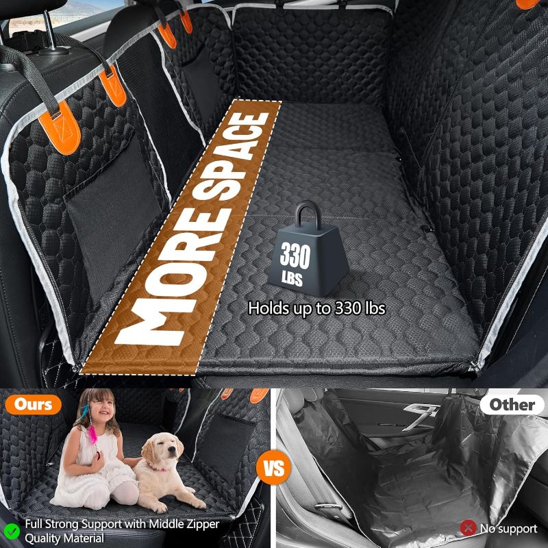 Photo 1 of Dog Back Seat Cover Extender,Waterproof Camping Pet Hammock Travel Bed,Easy Clean for Car SUV Truck (Black)