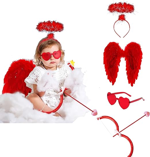 Photo 1 of Cupid Costume Accessory Set Valentine's Halloween Costume for Adults Kids Toddle Cosplay Party Props