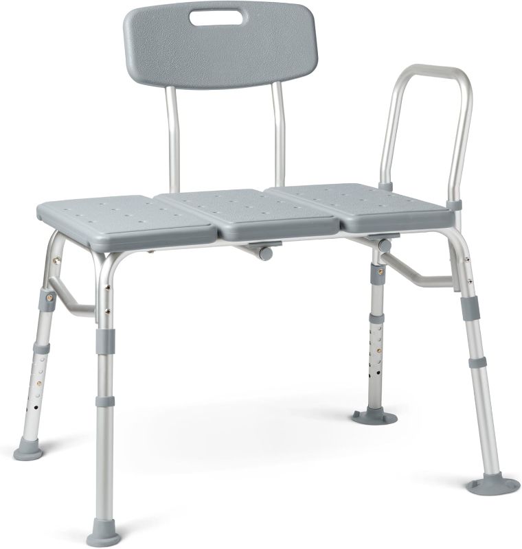 Photo 1 of Transfer Bench for Bathtubs and Showers, Adjustable Shower Bench and Bath Seat for Seniors and Adults, Slip-Resistant Feet, Heavy-Duty 400 lb. Weight Capacity, Tool-Free Assembly