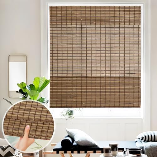 Photo 1 of Cordless Bamboo Blinds, Cordless Roman Shades, Bamboo Blinds for Interior Windows, Home and Garden, Light Filtering Wood Window Blinds (32''W x 72''H)