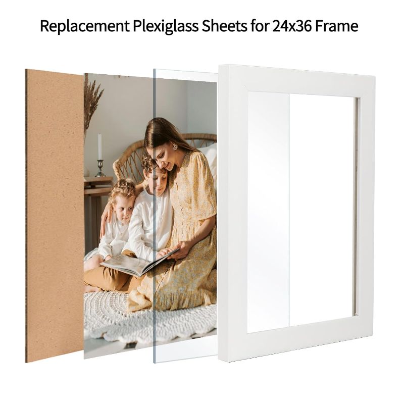 Photo 1 of 3 Pack 24x36 Plexiglass Acrylic Sheets for Picture Frame Glass Replacement, Crafting Projects, DIY Display, 24"x36"x0.04" Clear Transparent Styrene Sheets Plexiglass Cover