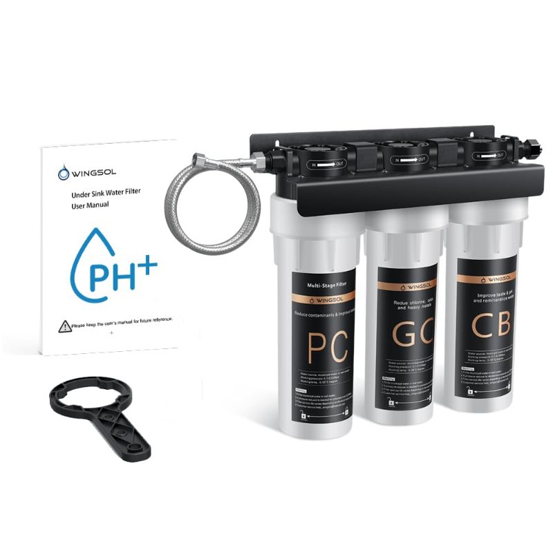 Photo 1 of Under Sink Alkaline Water Filter, 9-Layer Water Filter System Reduces Heavy Metals, Chlorine, Sediment, Improves pH and Taste, Remineralization, NSF Certified Sink