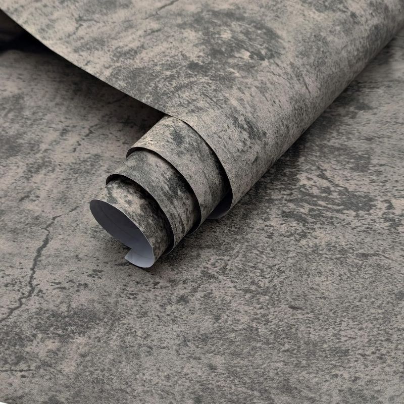 Photo 1 of Extra Thick Light Grey Concrete Wallpaper Peel and Stick 3D Faux Concrete Cement Contact Paper DIY Industrial Matte Textured Vinyl Wrap Removable Wall Sticker Bedroom Basement Garage