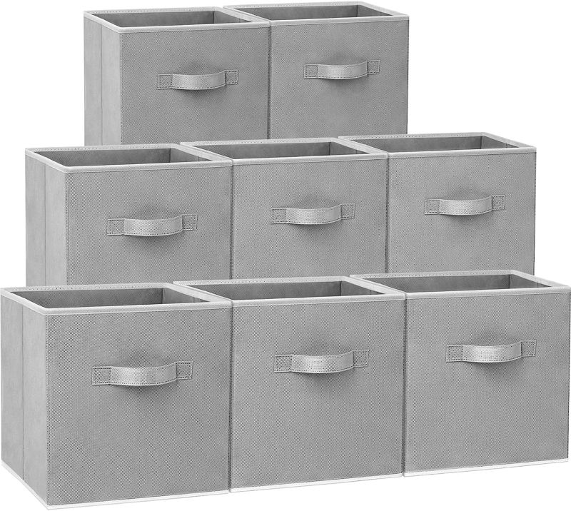 Photo 1 of Criusia Storage Cubes - 11 Inch Heavy Duty Fabric Storage Bins for Shelves Closet, Cube Organizer - 8 Pack Collapsible Cube Storage Bins Baskets for Organizing Clothes Blankets Toys (Grey)