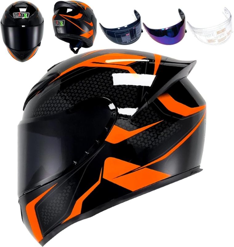 Photo 1 of Full Face Motorcycle Helmet Racing Motocross Helmets with Pinlock Compatible Clear&Tinted Visors DOT Model Approved Street Bike Helmet