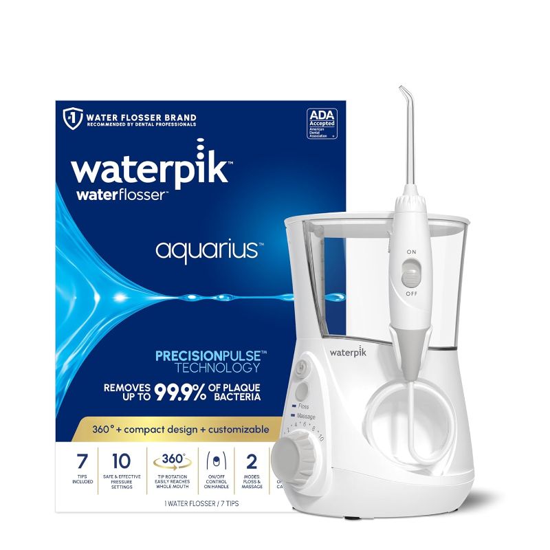 Photo 1 of Waterpik Aquarius Water Flosser Professional For Teeth, Gums, Braces, Dental Care, Electric Power With 10 Settings, 7 Tips For Multiple Users And Needs, ADA Accepted, White WP-660, Packaging May Vary