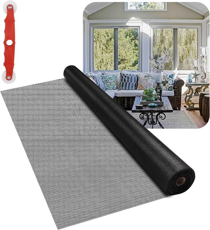Photo 1 of Fiberglass Window Screen Mesh Roll - ', Easy-to-Cut Screen Door Mesh for Windows, Pool, Porch Durable Mesh Replacement Option