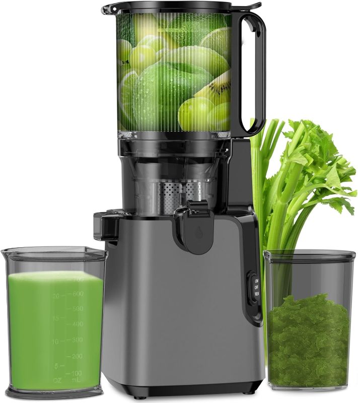 Photo 1 of Juicer Machines with 5.8" Extra Large Feed Chute, Cold Press Juicer For Whole Vegetables and Fruits, 400W Professional Slow Masticating juicer Easy to Clean for Batch Juicing (Titanium Gray)