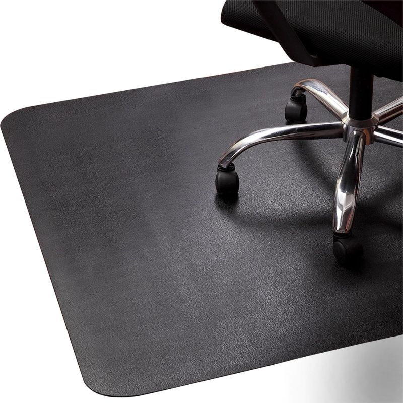 Photo 1 of Office Rolling Chair Mat for Hardwood and Tile Floor, Black, Anti-Slip, Non-Curve, Chair Mat Best for Under The Computer Desk, 47 x 35 Rectangular Non-Toxic Plastic Protector, Not for Carpet