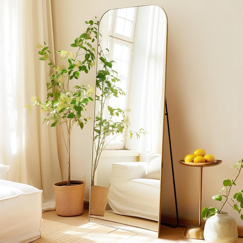 Photo 1 of Anpark Full Length Mirror 64"x21" Freestanding Arched Floor Standing Mirror Full Body with Stand Hanging Wall Mounted for Living Room Bedroom,