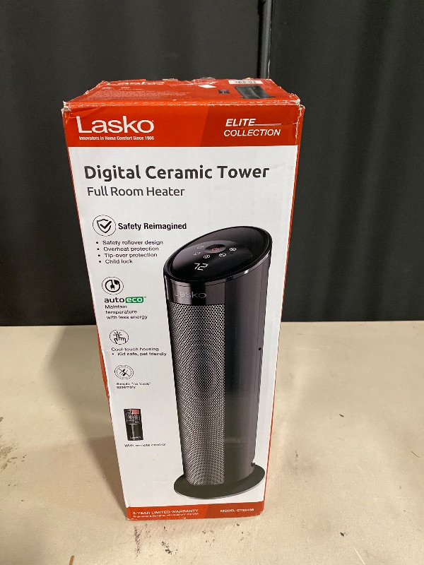 Photo 1 of Lasko Oscillating Ceramic Tower Space Heater for Home with Overheat Protection, Timer, 22.5 Inches, Silver, 1500W, 5775, 7.5 L x 7.1 W x 22.75 H