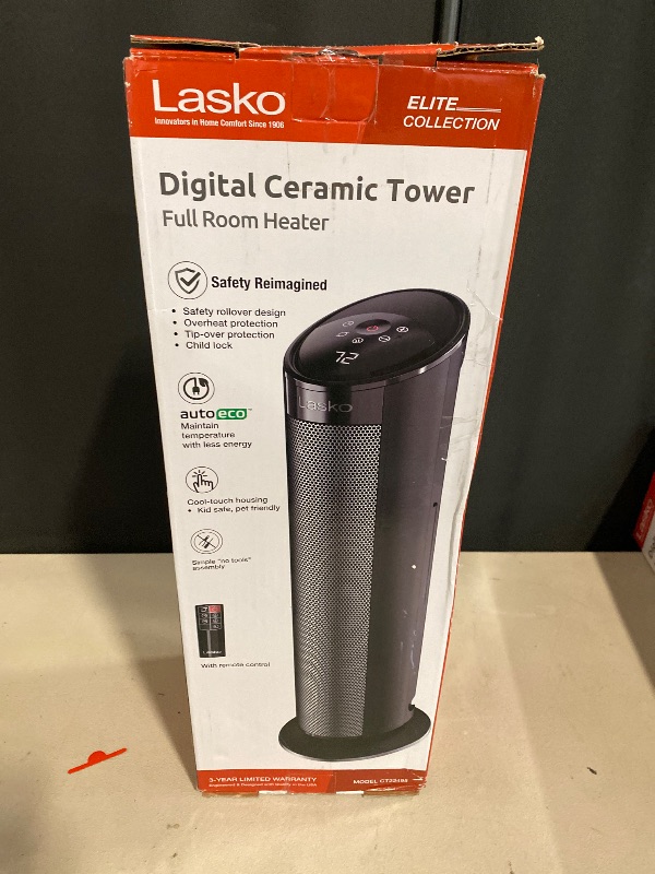 Photo 1 of Lasko - 22" Electric Ceramic Tower Heater with Timer and Powerful 1500W: Smart Heat for Your Home.