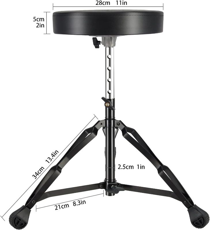 Photo 1 of EASTROCK Drum Throne,Padded Drum Seat Drumming Stools with Anti-Slip Feet for Adults and Kids Drummers (Dark Black)