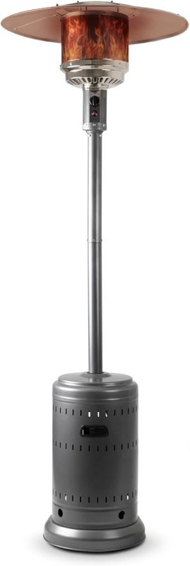 Photo 1 of Amazon Basics 46,000 BTU Outdoor Propane Patio Heater with Wheels, Commercial & Residential, Slate Gray, with Water Tank, 32.1 x 32.1 x 91.3 inches (LxWxH)