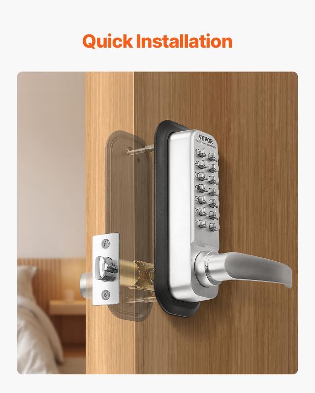 Photo 1 of VEVOR Mechanical Keyless Entry Door Lock, 14 Key Mechanical Door Lock, Mechanical Keypad Door Lock with Handle, Stainless Steel Waterproof Keyless Gate Lock, for Home Office Outdoor Fence Garage Yard