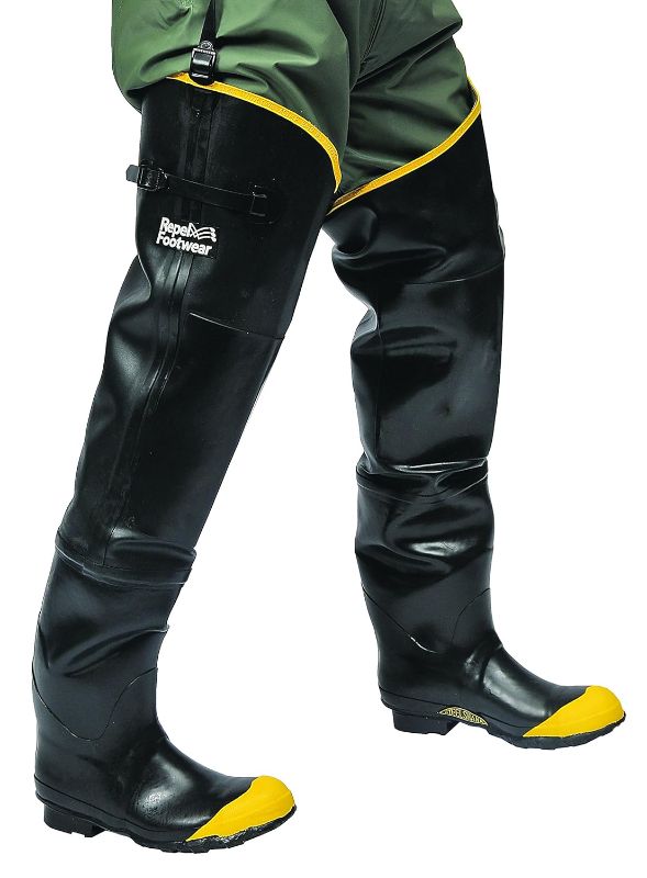 Photo 1 of Galeton 7942-13 Repel Footwear Steel Toe Hip Boots with Straps, Men's Size 13, Black