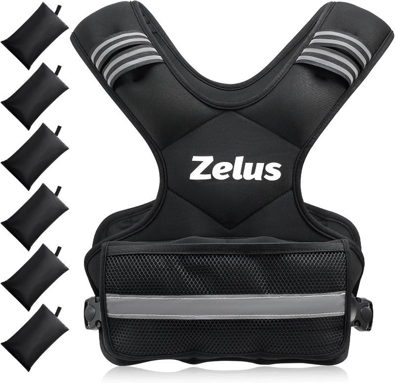 Photo 1 of ZELUS Weighted Vest for Men and Women | 4-10lb/11-20lb/20-32lb Vest with 6 Ironsand Weights for Home Workouts | Adjustable Body Weight Vest Exercise Set for Cardio and Strength Training