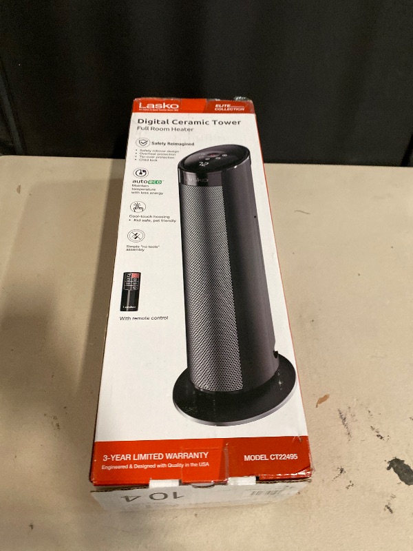 Photo 1 of Lasko - 22" Electric Ceramic Tower Heater with Timer and Powerful 1500W: Smart Heat for Your Home.