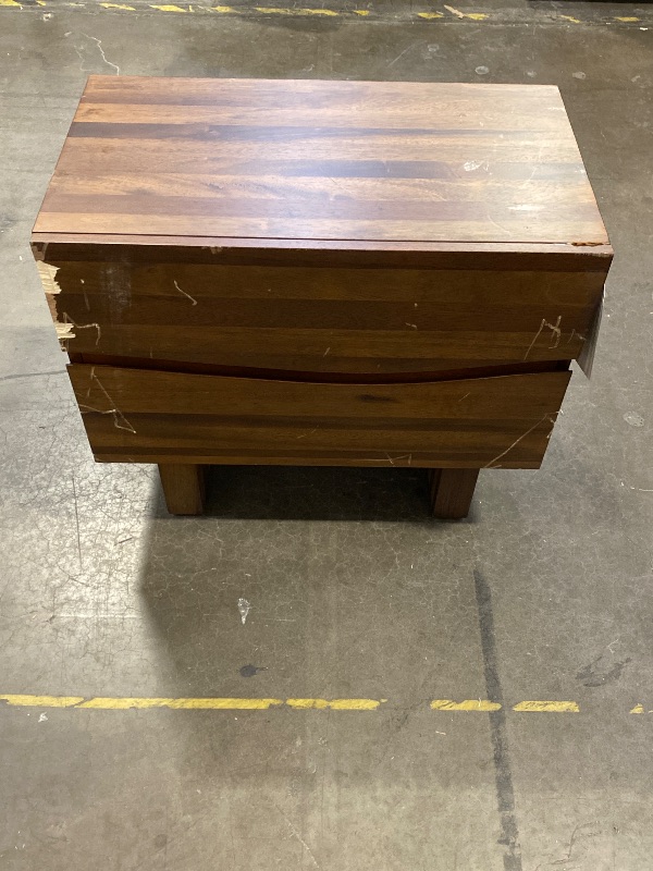 Photo 1 of Solid Wood Nightstand,Walnut Night Stand with Drawers,Mid Century Modern Nightstand,Small Night Stand for Bedroom, Dorm and Living Room,Walnut Bedside Table
