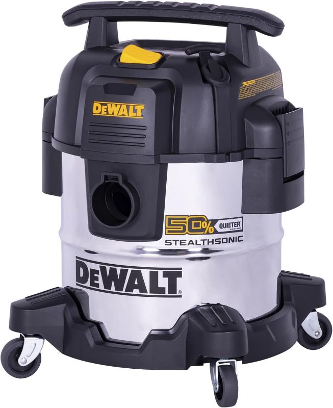 Photo 1 of DEWALT 5 Gallon STEALTHSONIC Shop Vacuum Wet and Dry, Powerful Suction & Portable Shop Vac with Attachments, Ultra Quiet Wet Dry Vacuum for Home, Garage, Car, Workshop, Jobsite, DXV05S-QT, 4 Peak HP