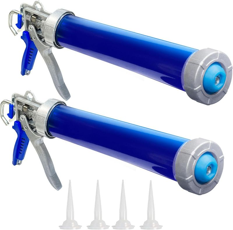 Photo 1 of 2 Pack sausage caulking gun, sausage gun caulking gun, 20 oz sausage tube gun caulking gun?with 4 cone nozzles,Suitable for bathroom, kitchen, living room, window and roof