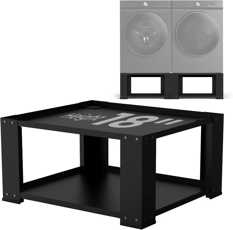 Photo 1 of Laundry Pedestal for Washer and Dryer 18" Height - Fit 27 and 28 Inch Washer and Dryer Stand Riser Heavy Duty Steel 700lbs Capacity Universal Washing Machine Pedestals Black