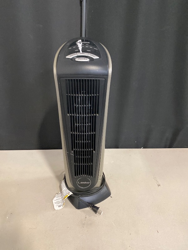 Photo 1 of Lasko Oscillating Ceramic Tower Space Heater for Home with Adjustable Thermostat, Timer and Remote Control, 22.5 Inches, Grey/Black, 1500W, 751320