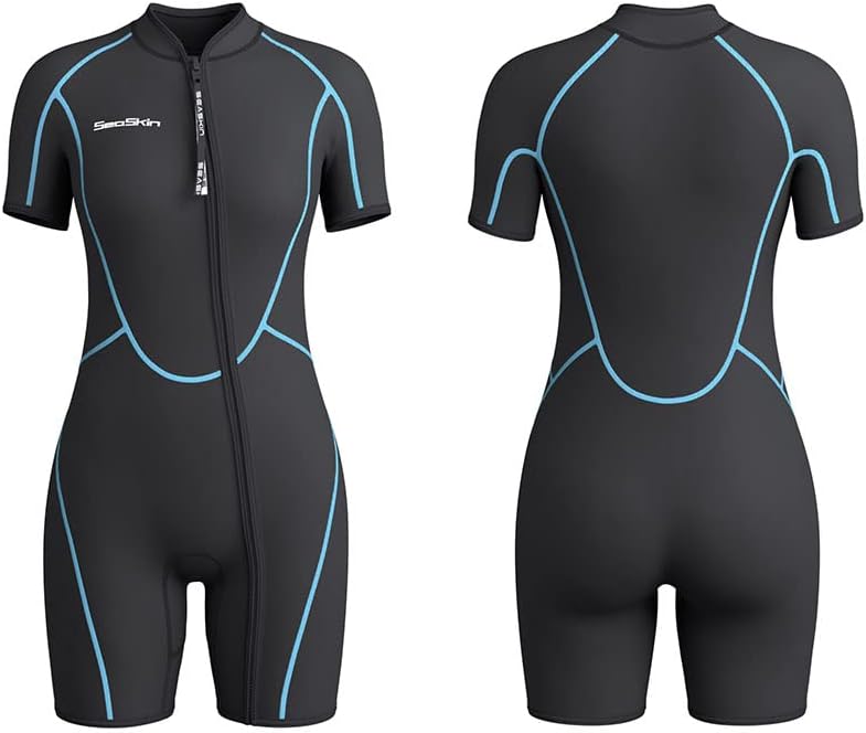 Photo 1 of Small 3mm Shorty Wetsuit Womens, Full Body Diving Suit Front Zip Wetsuit for Diving Snorkeling Kayaking Swimming