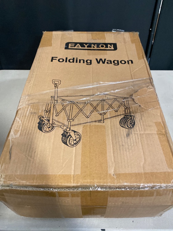 Photo 1 of 42" L Collapsible Foldable Wagon, 500LB Weight Capacity with 220L Heavy Duty Folding Cart,Utility Wagon with Big All-Terrain Beach Wheel, Drink Holders& 2 Bungee Cords,Gray