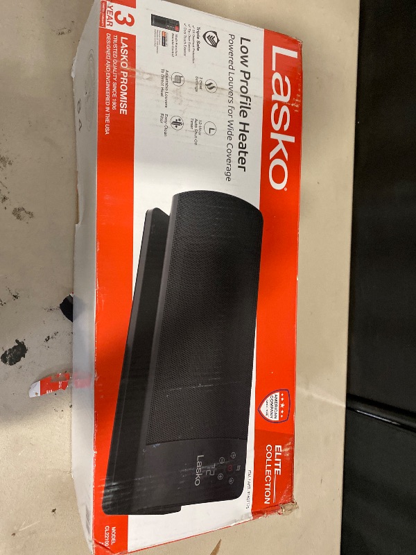 Photo 1 of Lasko 12" H 1500 Watt Low Profile Silent Space Heater with Timer, Black, RL12720, New