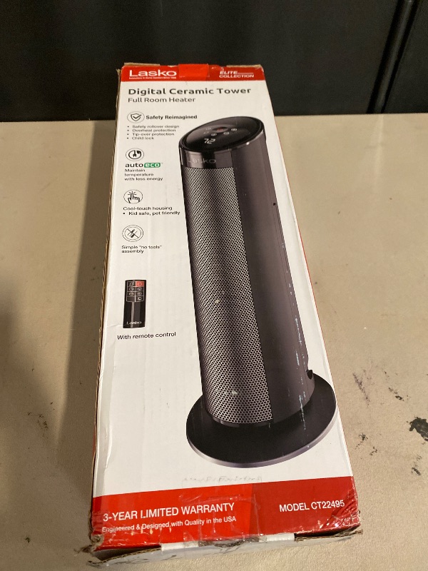 Photo 1 of Lasko - 22" Electric Ceramic Tower Heater with Timer and Powerful 1500W: Smart Heat for Your Home.