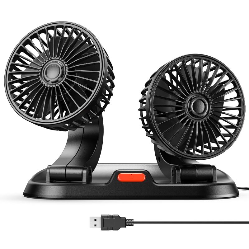Photo 1 of Dual Head USB Car Cooling Fan - Brushless Motor(2024 Upgraded) - 3 Speeds, 360 Rotation, for Car Dashboard, SUV/RV/Truck/Sedan/Cruise/Office, USB Powered