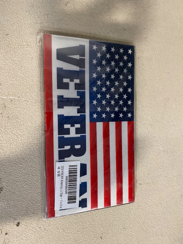 Photo 1 of GEEKBEAR American Flag Veteran Car Magnet (Black, 3 Pack) - Reflective Waterproof Magnetic Sign - 7 x 4 in