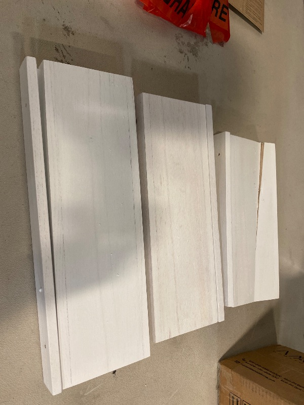Photo 1 of Amada Floating Shelves, Set of 6, Wooden Wall Shelves with Ledge for Living Room, Kitchen, Bathroom, Bedroom, Modern Display Shelves for Photos, Books, Plants & Décor, Paulownia Wood, White, AMFS41