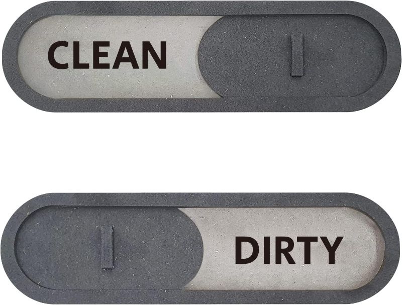 Photo 1 of GEEKBEAR Clean Dirty Dishwasher Slider Sign (Gray) - Made with Premium MDF Wood - Wood Slider Indicator with Bold Text