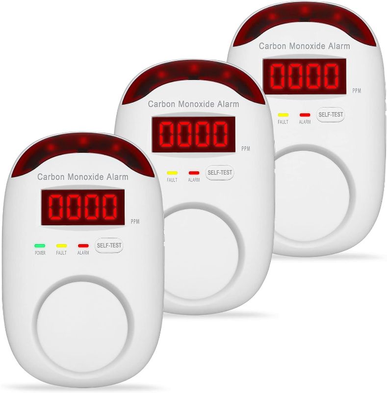 Photo 1 of 3 Packs Carbon Monoxide Detectors - Hembisen Carbon Monoxide Detector Plug in Type CO Alarm Monitor with Digital Display, Accurate & Easy to Read, for Home/Kitchen/Hotel/Bedroom (White)
