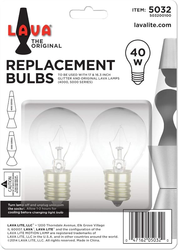 Photo 1 of LAVA 5032-6 40-Watt Replacement Item #5032 Light Bulb, 2 Count (Pack of 1), Clear