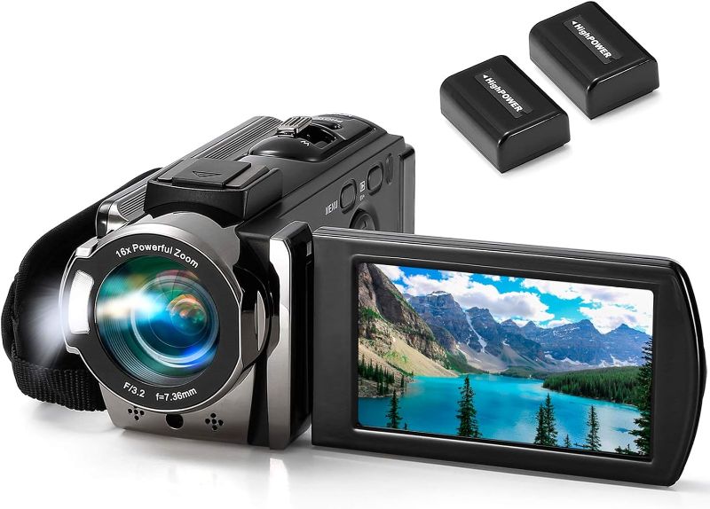 Photo 1 of Video Camera Camcorder Digital Camera Recorder Full HD 1080P 15FPS 24MP 3.0 Inch 270 Degree Rotation LCD 16X Digital Zoom Camcorder