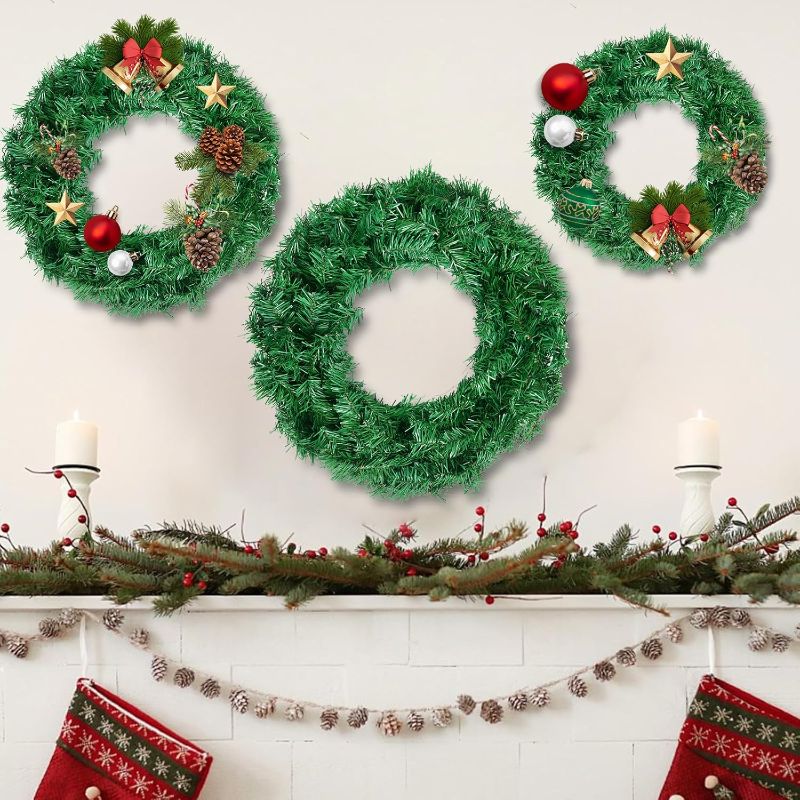 Photo 1 of Christmas Wreaths for Front Door Outside, Wreaths for Christmas Decorations,8 Canadian Artificial Pine Christmas Wreath for Christmas Day Party,Unlit Wreaths for All Seasons