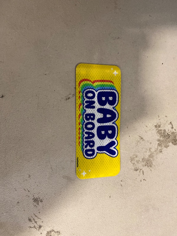 Photo 1 of GEEKBEAR [Signature] Baby on Board Car Magnet - Rainbow Line - Rectangular 8.7 x 3.5 in (1, Yellow)
