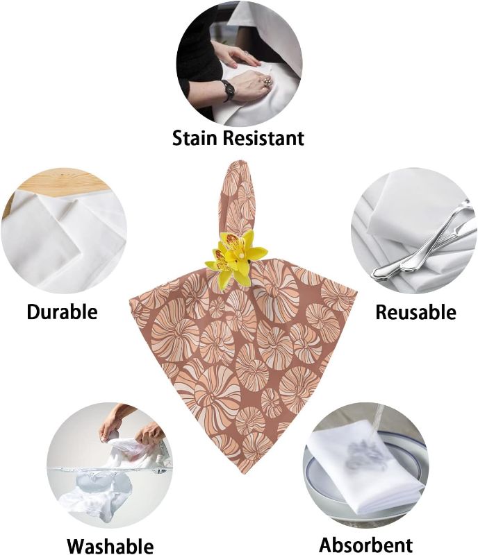 Photo 1 of Set of 4  Cocktail Napkins Brown Washable Soft Dinner Table Napkins for Party Wedding Banquet Hotel Holiday Everyday Use 20x20 Inch