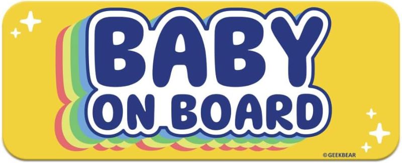 Photo 1 of GEEKBEAR [Signature] Baby on Board Car Magnet - Rainbow Line - Rectangular 8.7 x 3.5 in (1, Yellow)