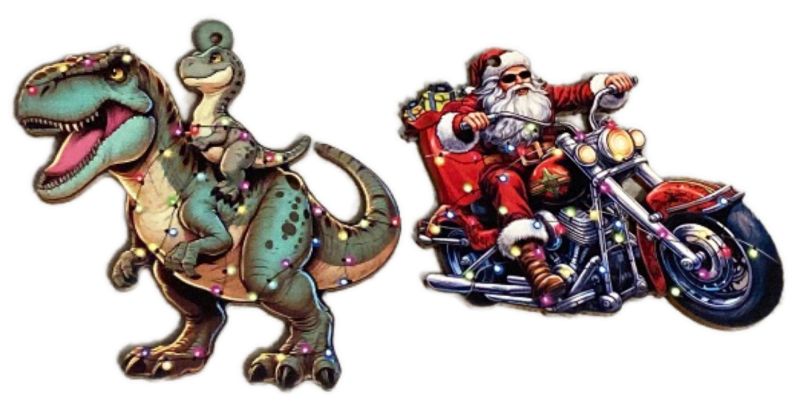Photo 1 of Dinosaur & Cool Santa Clause Christmas Ornaments