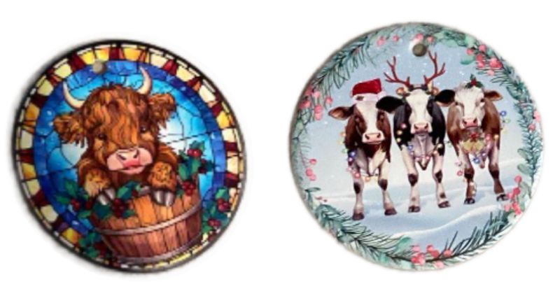 Photo 1 of 2 Pack Cow Christmas Ornaments 