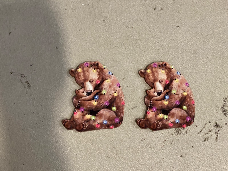 Photo 1 of 2 PACK - Double-Sided Wood Christmas Bear Ornament - Christmas Tree Decoration
