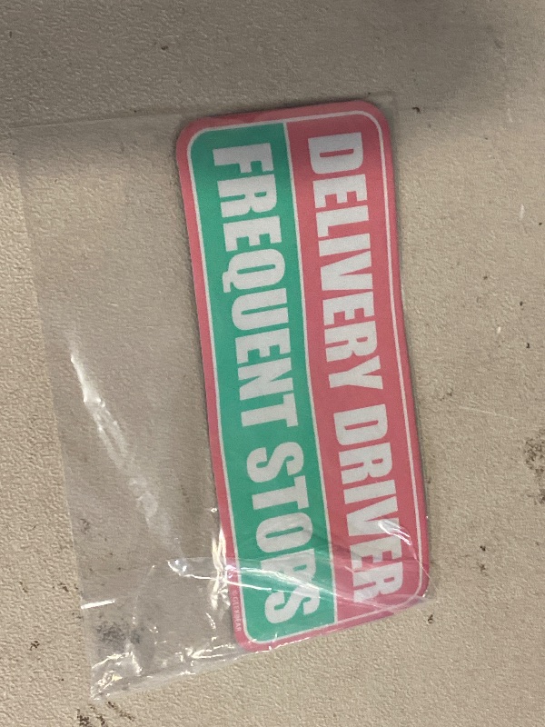 Photo 1 of GEEKBEAR Delivery Driver Frequent Stops Car Magnet - Colorful, Reflective, Weather-Resistant - Rectangular 8.7 x 3.5 in (Light Pink/Turquoise)