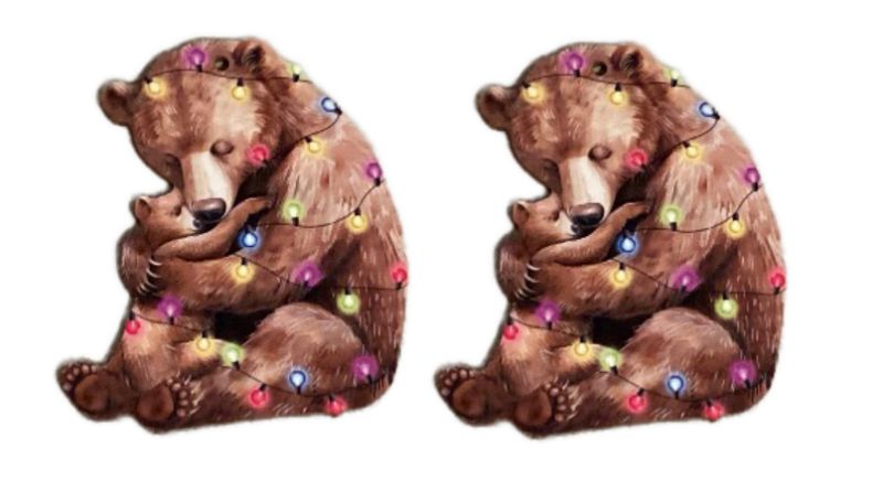Photo 1 of 2 PACK - Double-Sided Wood Christmas Bear Ornament - Christmas Tree Decoration