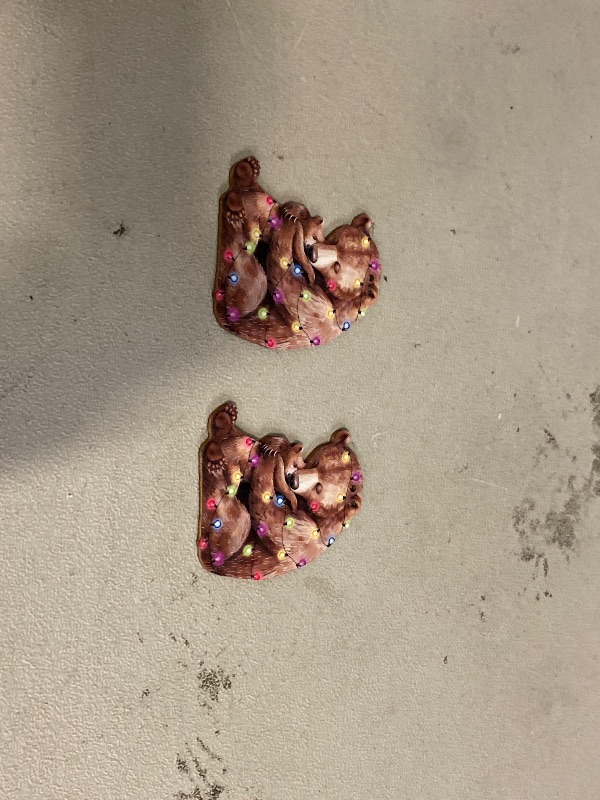 Photo 1 of 2 PACK - Double-Sided Wood Christmas Bear Ornament - Christmas Tree Decoration