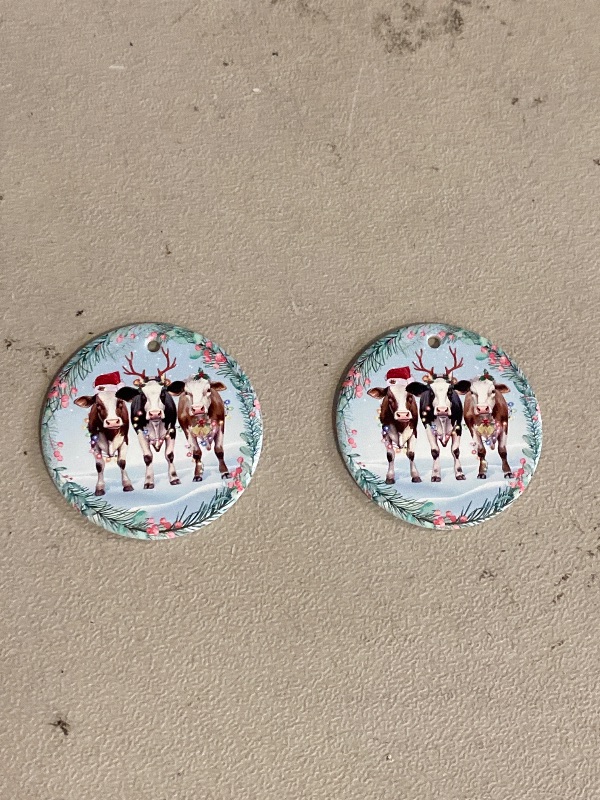 Photo 1 of 2 Pack Cow Christmas Ornaments 