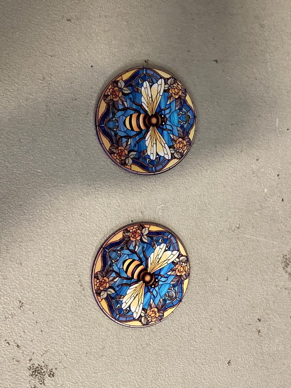 Photo 1 of 2 Pack V Vibepy 2D Flat All Over Printed, Bee Ornaments, Christmas Ornaments for Beekeeper, 2 Sides 3.5" Wood Ornament, Gift for Bee Lover, Christmas Decor
